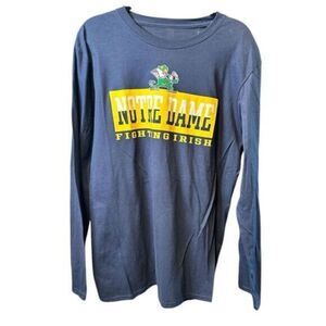NWT Captivating Blue Notre Dame Fighting Irish Graphic Long Sleeve Tee Shirt - L